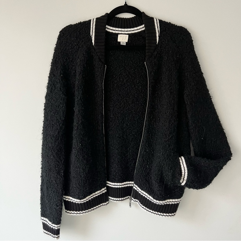 A New Day Black Textured Wool Sweater Jacket Pockets Cardigan Size Xs S Target
